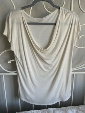 Elegant Cream Draped Cowl Neck Blouse